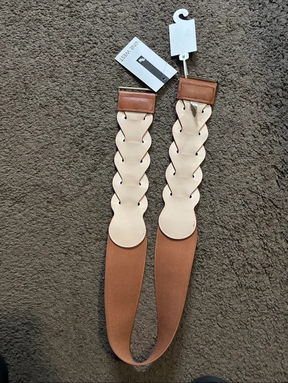 Nine West Tan Braided Stretch Belt